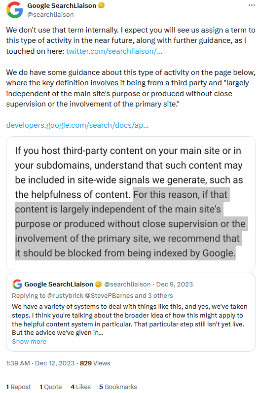 Response of google