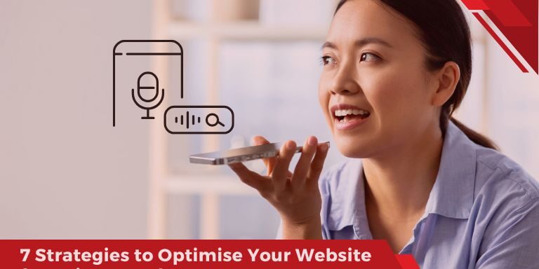 Woman using search voice