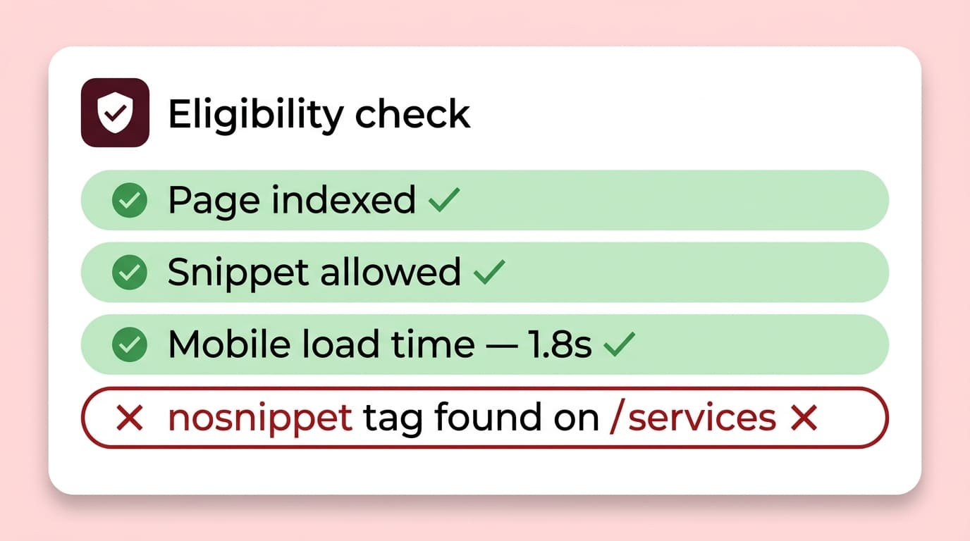 Indexing and Snippet Eligibility illustration